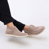 Mason | Halvhøy slip-on mokkasin i semsket skinn for menn