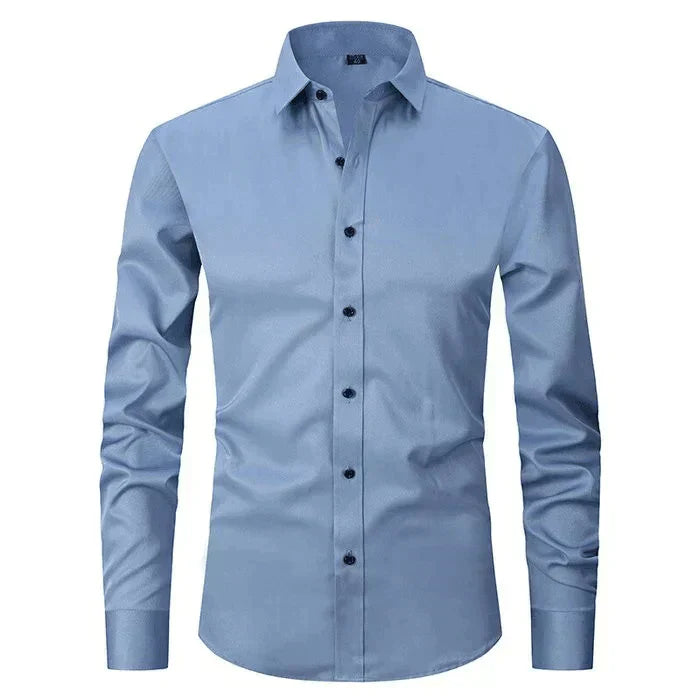 Brage – Skjorte med lange ermer klassisk for herre med moderne slim-snitt-Fit