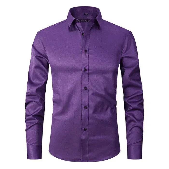 Brage – Skjorte med lange ermer klassisk for herre med moderne slim-snitt-Fit
