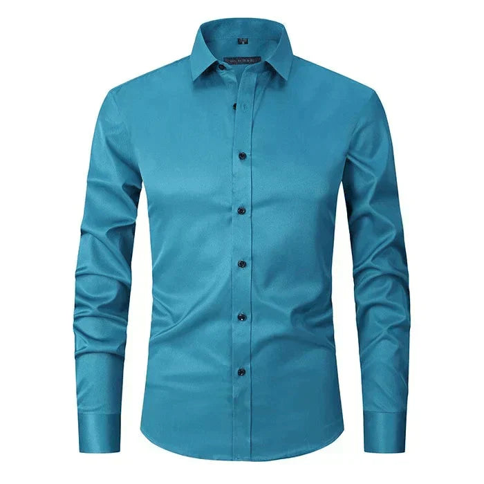 Brage – Skjorte med lange ermer klassisk for herre med moderne slim-snitt-Fit