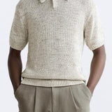 Avslappet strikket poloskjorte med Vintage-look