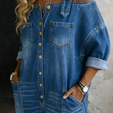 Sofia – Buksedress i denim med bare skuldre