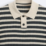 Strikket poloskjorte med klassiske striper