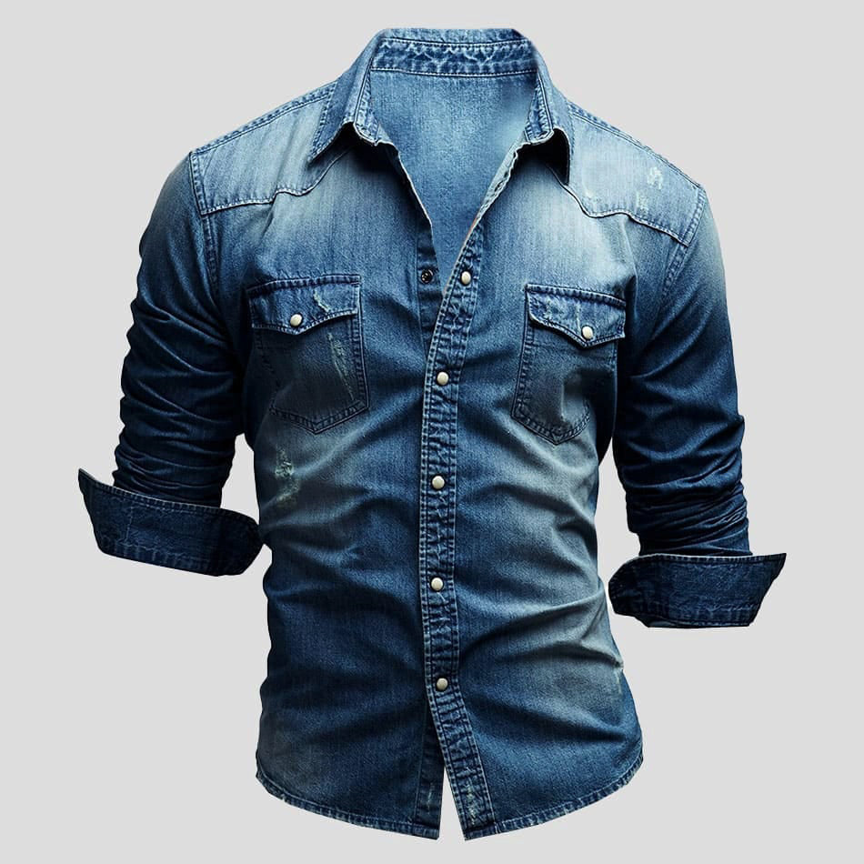 Cedrik – Skjorte i denim for herre med Vintage-look