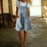 Judit – Buksedress i denim vintage med blomster myk