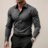 Elegant profesjonell slim fit-skjorte for herre med stretch