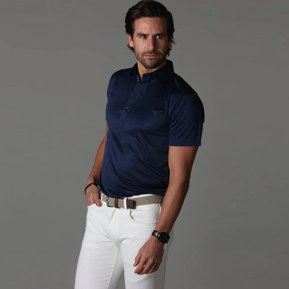 Jakob – Poloskjorte med korte ermer i slim fit og performance elegant