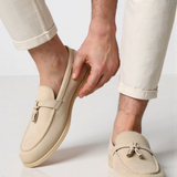 Beige mokkasin med frynser – Elegant og behagelig