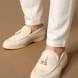 Beige mokkasin med frynser – Elegant og behagelig