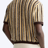 Strikket retro-poloskjorte med stripemønster