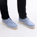 Mason | Halvhøy slip-on mokkasin i semsket skinn for menn