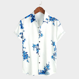 Jakob – Skjorte sommer med korte ermer med trykk de blomster hvite