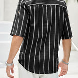 Samuel – Skjorte sommer med korte ermer Henley med stripemønster
