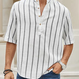 Samuel – Skjorte sommer med korte ermer Henley med stripemønster