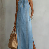Julie – Denimkjole med vintage blondedetaljer