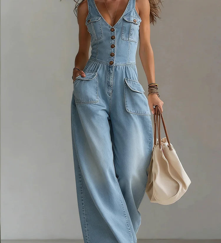 Sofie – Avslappet buksedress i denim løs