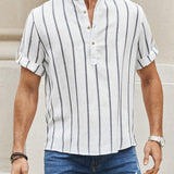 Samuel – Skjorte sommer med korte ermer Henley med stripemønster