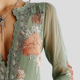 Bianca – Blondebluse med blomstertrykk