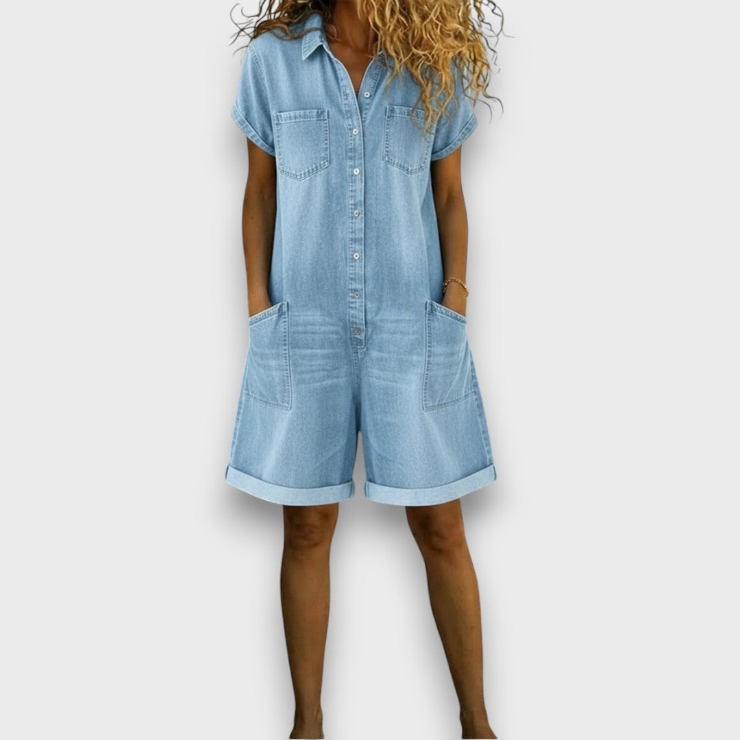 Johanne – Buksedress kort vintage i denim i bomull