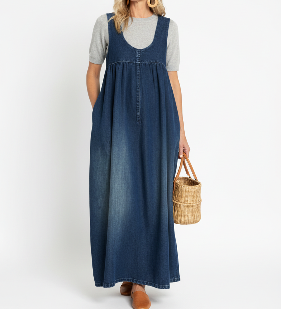 Karen – Maxikjole i denim Vintage myk og vasket