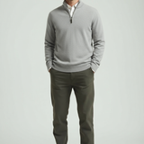 Herregenser med kvart glidelås – Sporty slim fit-genser med høy krage